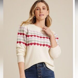 Maurices Heart Puff Sleeve Crew Neck Sweater